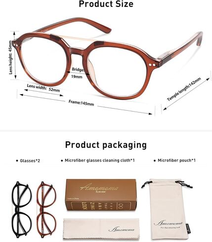 AMOMOMA 2 Pack Retro Aviator Square Reading Glasses for Women Men,Classic Blue Light Computer Womens Readers AM6161 in Kuwait