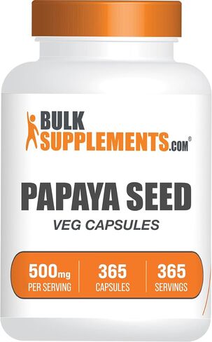 BulkSupplements.com Papaya Seed Capsules - from Carica Papaya Seeds, Papaya Capsules - Papaya Digestive Support, Vegan-Friendly, 1 Capsule per Serving, 365 Veg Capsules in Saudi Arabia
