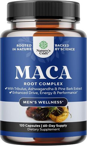 Black Maca Root Capsules for Men - Herbal Enhancement Supplement for Men with Siberian Ginseng Ashwagandha and Black Maca Root for Men - Invigorating Drive Mood Strength & Energy Booster for Men in Kuwait