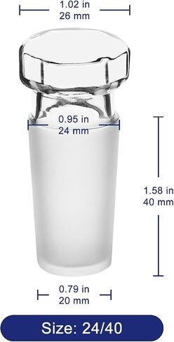 1-Pack Glass Hex Head Hollow Glass Stopper, Hexagonal Head Glass Hollow Stopper for 19/22 Outer Joint Glass with Closed Bottom in Saudi Arabia
