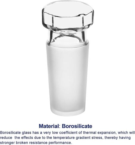 1-Pack Glass Hex Head Hollow Glass Stopper, Hexagonal Head Glass Hollow Stopper for 19/22 Outer Joint Glass with Closed Bottom in Saudi Arabia