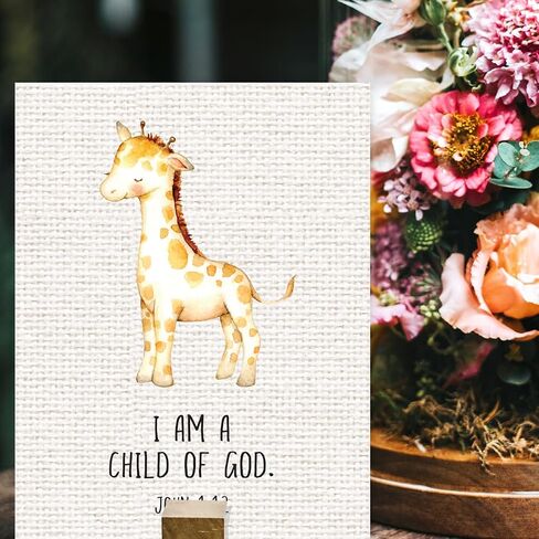 Andaz Press Christian Bible Verses Quotes Nursery Kids Room Unframed Hanging Wall Art Poster Home Decor, 8.5x11-inch, Jungle Safari Animals Theme, Burlap, 6-Pack, No Frames in Saudi Arabia