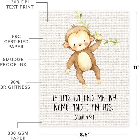 Andaz Press Christian Bible Verses Quotes Nursery Kids Room Unframed Hanging Wall Art Poster Home Decor, 8.5x11-inch, Jungle Safari Animals Theme, Burlap, 6-Pack, No Frames in Saudi Arabia