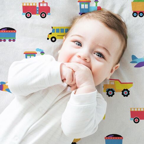 Wildkin 100% Cotton Flannel Crib Sheet – Soft & Breathable Fitted Sheet - Trains, Planes, and Trucks in Saudi Arabia