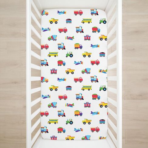 Wildkin 100% Cotton Flannel Crib Sheet – Soft & Breathable Fitted Sheet - Trains, Planes, and Trucks in Saudi Arabia