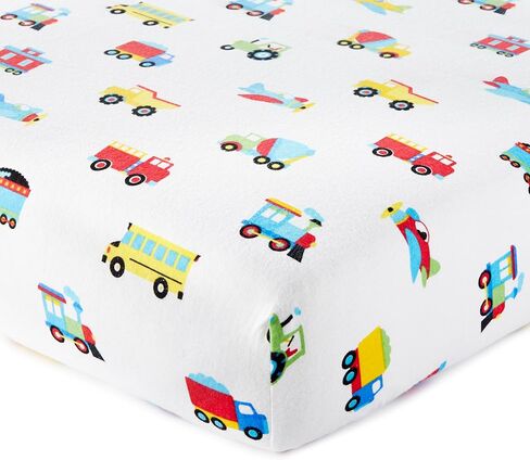 Wildkin 100% Cotton Flannel Crib Sheet – Soft & Breathable Fitted Sheet - Trains, Planes, and Trucks in Saudi Arabia