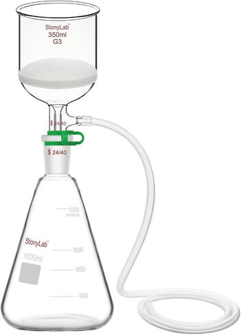 stonylab Buchner Funnel & Flask Set, 350 ml Glass Funnel with 1L Erlenmeyer Flask and Silicone Tubing for Lab Use in Saudi Arabia