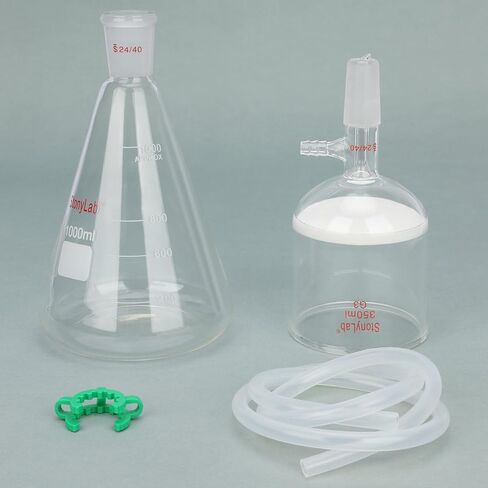 stonylab Buchner Funnel & Flask Set, 350 ml Glass Funnel with 1L Erlenmeyer Flask and Silicone Tubing for Lab Use in Saudi Arabia