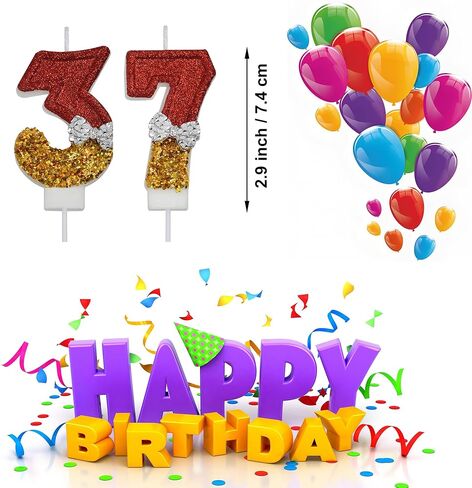شموع عيد الميلاد السابع والثلاثين، شموع عيد ميلاد ذهبية بعمر 73 و37 عامًا، هدايا تزيين تزيين الكيك لحفلة عيد ميلاد سعيد للنساء والرجال in Saudi Arabia