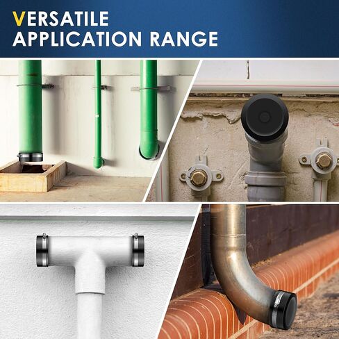 Enhon 4 قطع غطاء أنبوب PVC مرن، مع مشبك من الفولاذ المقاوم للصدأ، 1-1/2 بوصة، 2 بوصة، 3 بوصة، 4 بوصة أنبوب اسمي، غطاء مجاري مرن، متوافق مع وصلات السباكة من الحديد الزهر والبلاستيك والنحاس in Kuwait