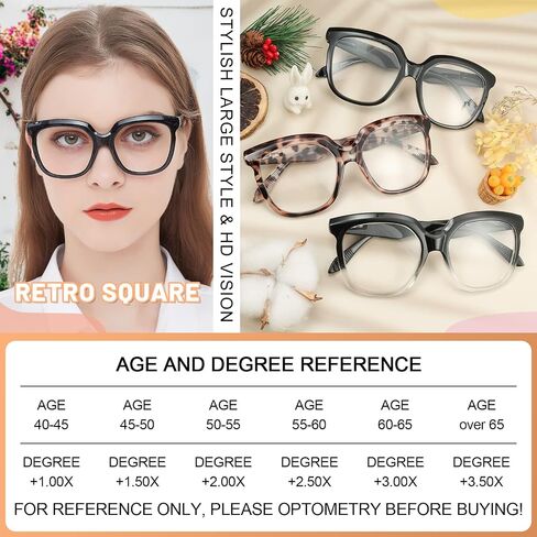نظارات قراءة كبيرة الحجم من ماري أزورو للنساء قراء مربع كبير 1.0 1.25 1.5 1.75 2.0 2.25 2.5 2.75 3.0 3.5 4.0 5.0 6.0 in Kuwait