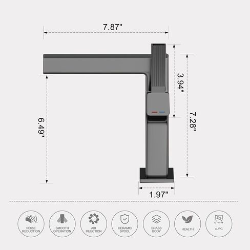 Chrome Bathroom Faucet, Waterfall Bathroom Faucet,Solid Brass Build Faucet Bathroom, Deck Mount Single Handle Single Hole Bathroom Faucet, Bathroom Faucet 1 Hole for Bathroom Vanity Faucet. in Saudi Arabia
