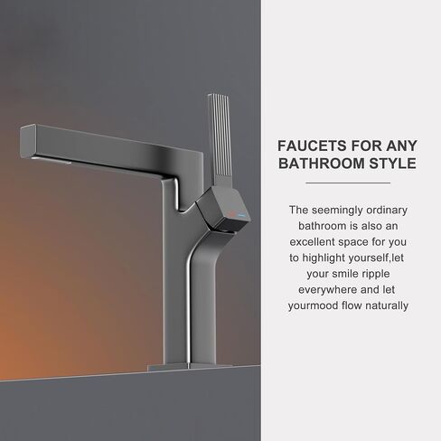 Chrome Bathroom Faucet, Waterfall Bathroom Faucet,Solid Brass Build Faucet Bathroom, Deck Mount Single Handle Single Hole Bathroom Faucet, Bathroom Faucet 1 Hole for Bathroom Vanity Faucet. in Saudi Arabia