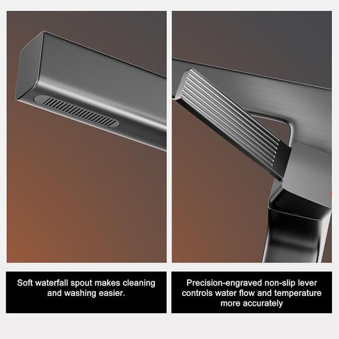 Chrome Bathroom Faucet, Waterfall Bathroom Faucet,Solid Brass Build Faucet Bathroom, Deck Mount Single Handle Single Hole Bathroom Faucet, Bathroom Faucet 1 Hole for Bathroom Vanity Faucet. in Saudi Arabia