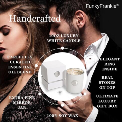 شمعة مجوهرات FunkyFrankie® مع حلقة داخلية: مقاس 6 - شمعة معطرة فاخرة حاصلة على براءة اختراع | شمعة 10 أونصة للنساء | شمعة المجوهرات للنساء | شمعة بيضاء بداخلها مجوهرات | الفوز بالجائزة الكبرى مفاجأة تايلور in Saudi Arabia