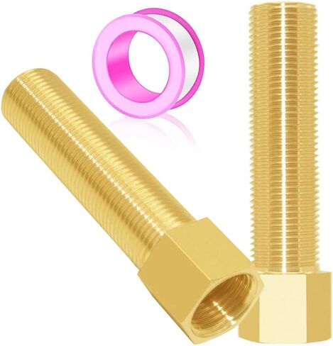 Joywayus 1/2 بوصة أنثى × 1/2 بوصة ذكر نحاسي 2.76 بوصة (70 مم) طول وصلة حلمة الأنابيب (عبوة من 2) in Saudi Arabia