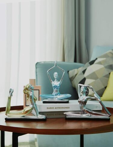 HAUCOZE 3 قطعة تمثال اليوغا تمثال راقصة النحت الحديثة فنون الديكور هدايا المنزل بوليريسين الجدول محور الحرف in Kuwait