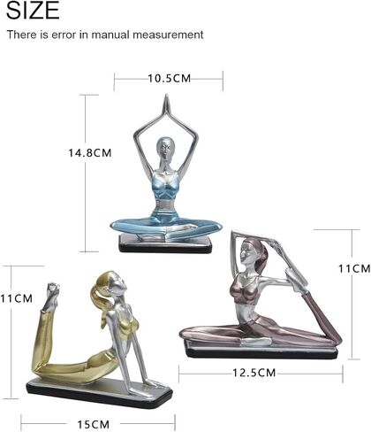 HAUCOZE 3 قطعة تمثال اليوغا تمثال راقصة النحت الحديثة فنون الديكور هدايا المنزل بوليريسين الجدول محور الحرف in Kuwait