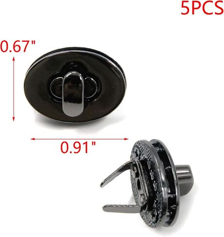 MY MIRONEY 0.91" x 0.67" Oval Twist Turn Locks Antique Bronze Oval Purses Locks Clutches Closures Turn Lock Clasp Pack of 5 in Kuwait