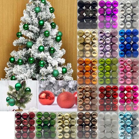 24PCS Mini Christmas Balls Ornaments Shatterproof Christmas Tree Ball Decorations 1.2" Plastic Glitter Decorative Hanging Balls for Xmas Tree Halloween Holiday Wedding Party Home Decor, Red in Saudi Arabia