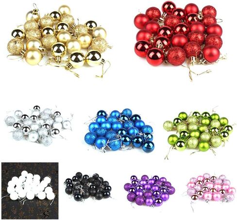 24PCS Mini Christmas Balls Ornaments Shatterproof Christmas Tree Ball Decorations 1.2" Plastic Glitter Decorative Hanging Balls for Xmas Tree Halloween Holiday Wedding Party Home Decor, Red in Saudi Arabia