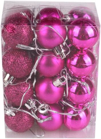 24PCS Mini Christmas Balls Ornaments Shatterproof Christmas Tree Ball Decorations 1.2" Plastic Glitter Decorative Hanging Balls for Xmas Tree Halloween Holiday Wedding Party Home Decor, Red in Saudi Arabia