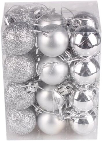 24PCS Mini Christmas Balls Ornaments Shatterproof Christmas Tree Ball Decorations 1.2" Plastic Glitter Decorative Hanging Balls for Xmas Tree Halloween Holiday Wedding Party Home Decor, Red in Saudi Arabia