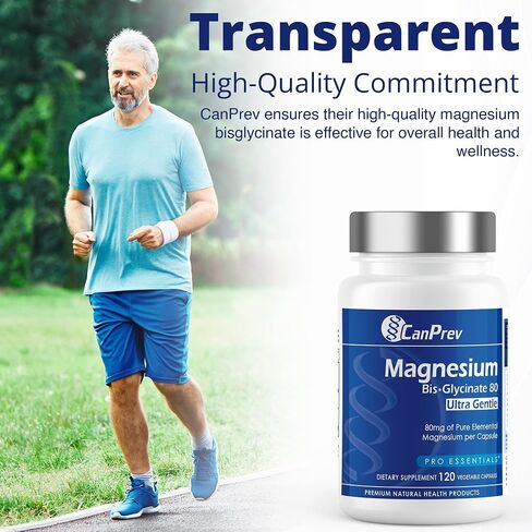 CanPrev - Magnesium Biglycinate Chelated 80 mg Ultra Gentle 120 Caps - Muscle Health, Bone Health and Cramp Relief- 3rd Party Tested - Formulated & Made in Canada in Kuwait