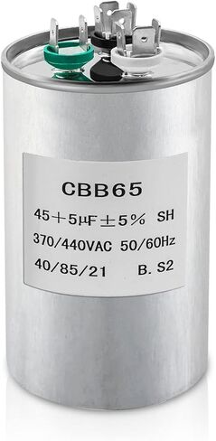 مكثف مكيف الهواء، CBB65 45+5uF±5% 370/440 VAC 50/60 هرتز ثلاثة منافذ مكثف تشغيل مزدوج لمكثف المضخة الحرارية لمكيف الهواء والمروحة، مكثفات تيار متردد آمنة in Saudi Arabia