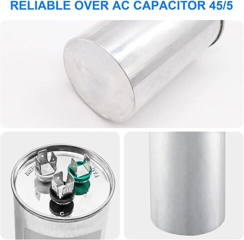 مكثف مكيف الهواء، CBB65 45+5uF±5% 370/440 VAC 50/60 هرتز ثلاثة منافذ مكثف تشغيل مزدوج لمكثف المضخة الحرارية لمكيف الهواء والمروحة، مكثفات تيار متردد آمنة in Saudi Arabia