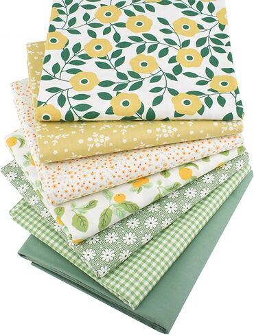 Lemon Fish Cat Print Cotton Fabric Fat Quarter Bundles - Soft Quilting Fabric Material for Sewing, Crafts, Pet, Bags, Upholstery, and Doll Clothes, 6 pcs 15.7" x 19.7" Pre Cut in Kuwait