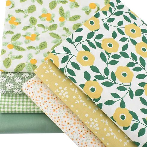 Lemon Fish Cat Print Cotton Fabric Fat Quarter Bundles - Soft Quilting Fabric Material for Sewing, Crafts, Pet, Bags, Upholstery, and Doll Clothes, 6 pcs 15.7" x 19.7" Pre Cut in Kuwait