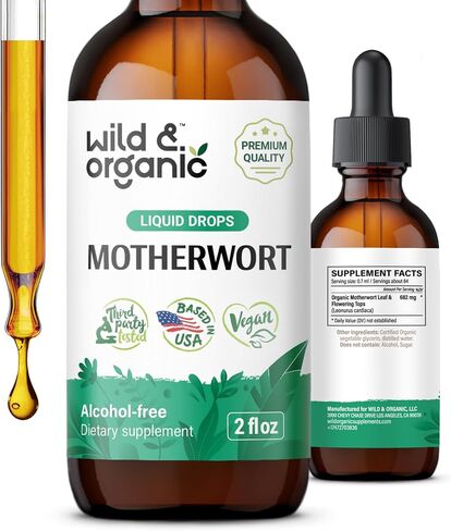 Wild & Organic Motherwort Tincture - Mood Support Supplement w/Motherwort - Alcohol-Free Motherwort Extract Drops - Herbal Formula w/Motherwort Herb - Vegan Women Supplements - 2 fl oz in Kuwait