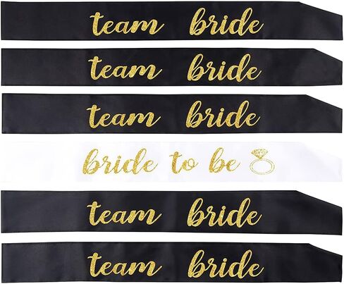 GSHLLO 10 Pcs Hen Party Accessories Sashes Sets Black Team Bride Sashes White Bride to Be Sash Bridesmaid Sashes Set Hen Night Sashes for Ladies in Saudi Arabia