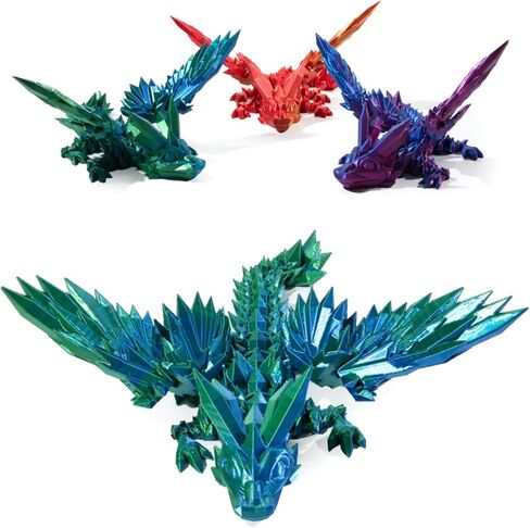 3D Printed Dragon with Wings, Articulated Crystal Wing Dragon, Flexible CrystalWing Dragon, Home/School/Office Décor Collectables, Dragon Fidget Toy Gift for Dragon Lovers in Saudi Arabia