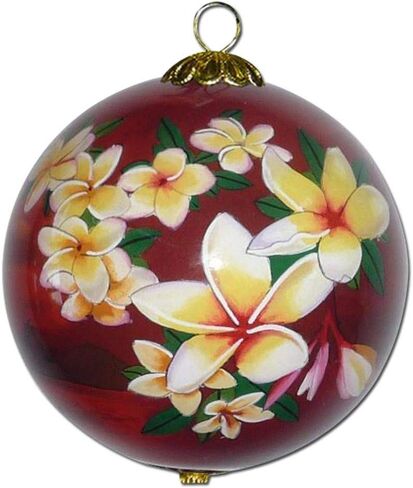Kauai Plumeria Hawaiian Ornament, Hand-Painted from Inside The Glass, Collectible with Gift Box RP/K in Saudi Arabia