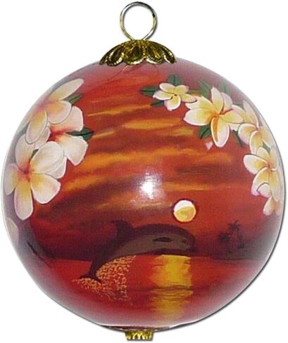 Kauai Plumeria Hawaiian Ornament, Hand-Painted from Inside The Glass, Collectible with Gift Box RP/K in Saudi Arabia