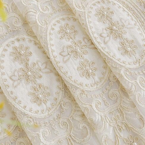 Amidoudou زوج واحد من الستائر الشفافة الأوروبية الفاخرة من قماش الجاكار المطرز من التول لغرفة المعيشة وغرفة النوم ستائر الفوال (أبيض، 39 × 84 بوصة) in Kuwait