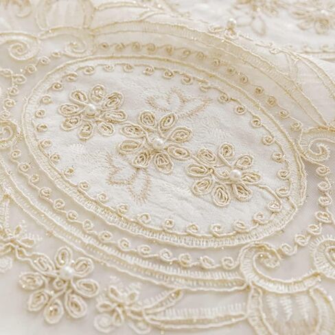 Amidoudou زوج واحد من الستائر الشفافة الأوروبية الفاخرة من قماش الجاكار المطرز من التول لغرفة المعيشة وغرفة النوم ستائر الفوال (أبيض، 39 × 84 بوصة) in Kuwait