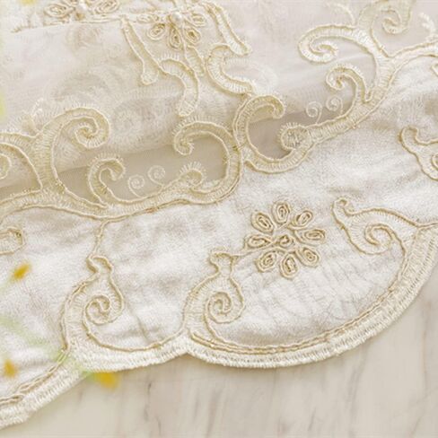 Amidoudou زوج واحد من الستائر الشفافة الأوروبية الفاخرة من قماش الجاكار المطرز من التول لغرفة المعيشة وغرفة النوم ستائر الفوال (أبيض، 39 × 84 بوصة) in Kuwait