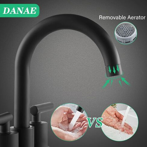 DANAE صنبور حوض الحمام 4 بوصة 2 مقبض في المنتصف فائدة مرحاض الغرور صنبور - أسود in Saudi Arabia