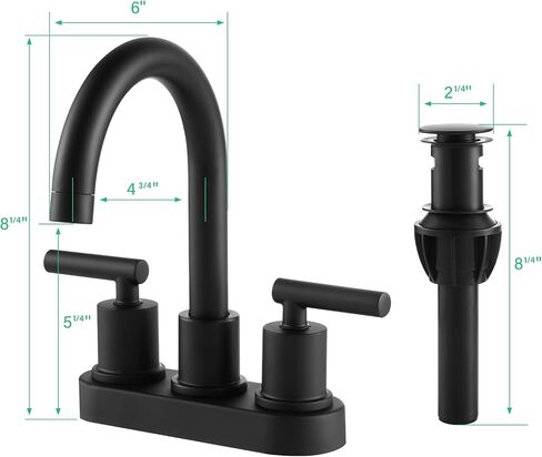 DANAE صنبور حوض الحمام 4 بوصة 2 مقبض في المنتصف فائدة مرحاض الغرور صنبور - أسود in Saudi Arabia