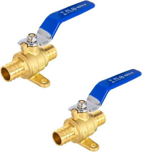 2-Pack EFIELD 3/4 بوصة Pex Crimp صمام كروي نحاسي بإغلاق كامل المنفذ مع أذن متدلية، مستويات زرقاء، ASTM F1807 in Kuwait