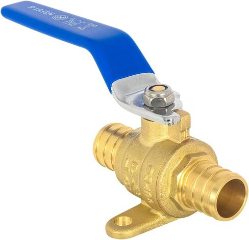 2-Pack EFIELD 3/4 بوصة Pex Crimp صمام كروي نحاسي بإغلاق كامل المنفذ مع أذن متدلية، مستويات زرقاء، ASTM F1807 in Kuwait