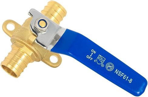 2-Pack EFIELD 3/4 بوصة Pex Crimp صمام كروي نحاسي بإغلاق كامل المنفذ مع أذن متدلية، مستويات زرقاء، ASTM F1807 in Kuwait