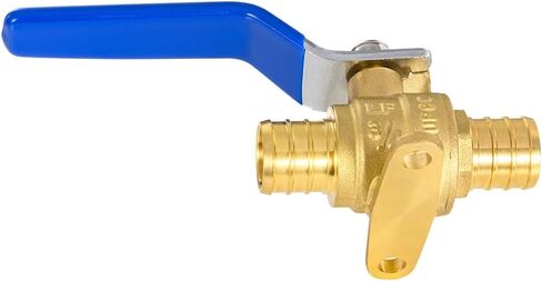 2-Pack EFIELD 3/4 بوصة Pex Crimp صمام كروي نحاسي بإغلاق كامل المنفذ مع أذن متدلية، مستويات زرقاء، ASTM F1807 in Kuwait