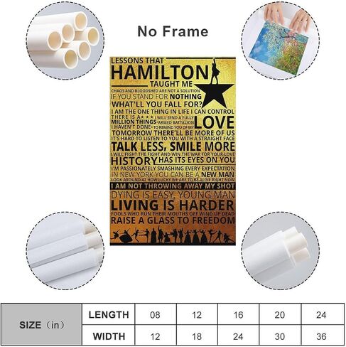 Lessons That Hamilton Taught Me Poster Wall Art Decor Canvas Printing Room Decoration Unframed 12x18inch（30x45cm) in Saudi Arabia