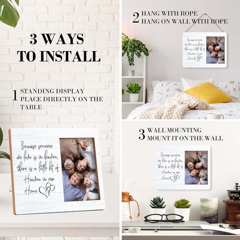 Memorial Pictures Frame, Because Someone We Love Is In Heaven Photo Frame, Sympathy Gifts For Loss Of Loved One, Farmhouse Home Living Room Bedroom Decoration -b21 in Saudi Arabia
