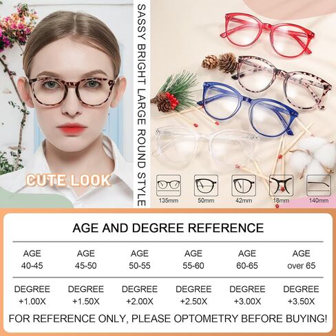 MARE AZZURO Large Round Bifocal Reading Glasses Women Blue Light Blocking Readers 1.0 1.25 1.5 1.75 2.0 2.25 2.5 2.75 3.0 3.5 in Saudi Arabia