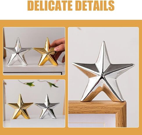 ABOOFAN Ceramic Christmas Star Table Top Decoration Star Statue Figurines Star Sculptures Home Decor Metal Geometric Abstract Sculpture Silver in Saudi Arabia